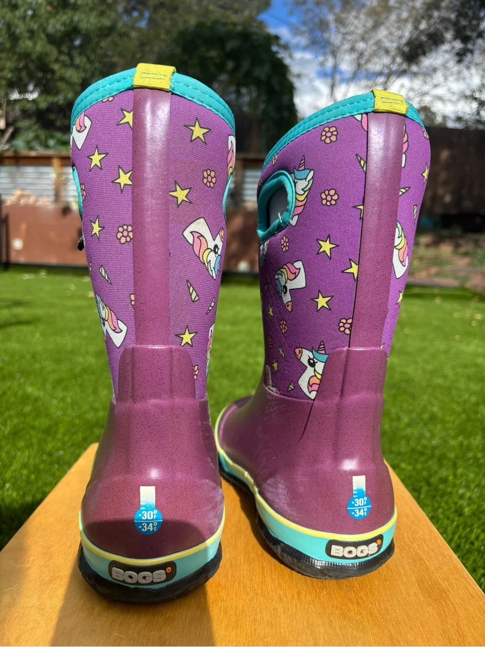 Kids Bog Insulated Rain Boots- Purple Unicorn - Size 4